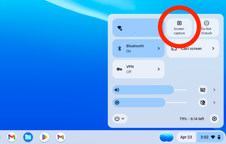 Screen capture button in ChromeOS