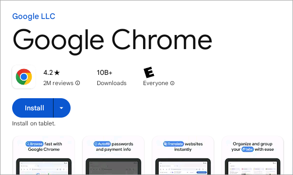 Google Chrome na Google Play Store.