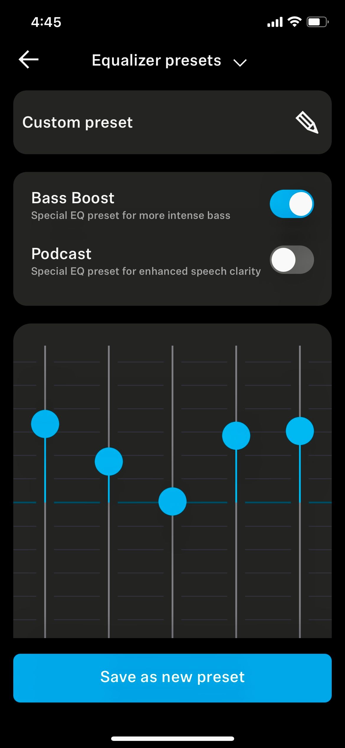 Customizable EQ in the Sennheiser Smart Control app
