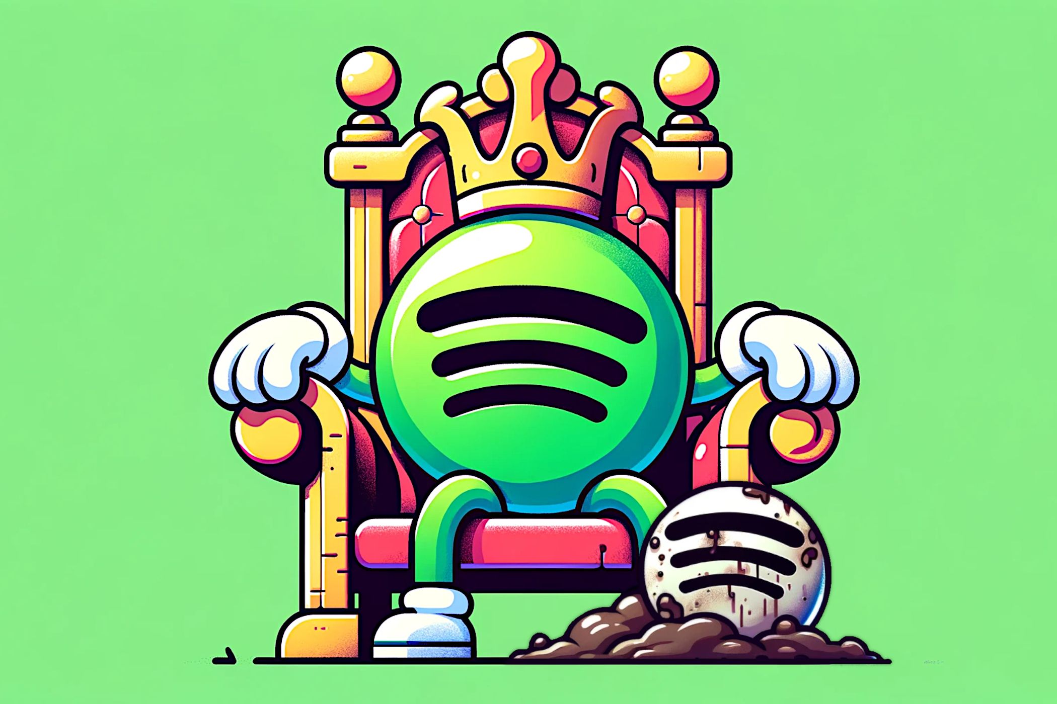 Spotify logo on a throne.