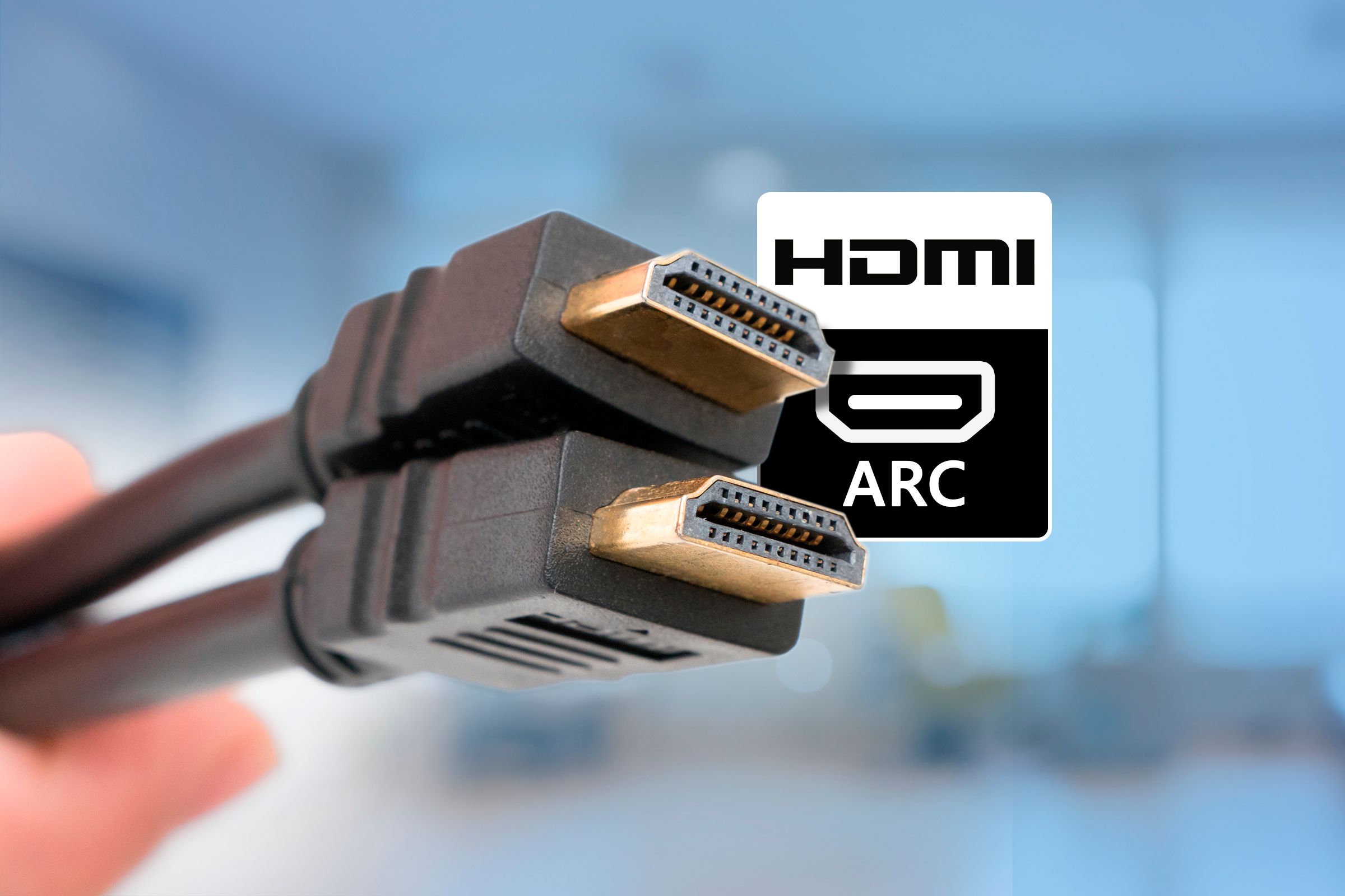 Two HDMI cables with the text 'HDMI ARC' next to them.
