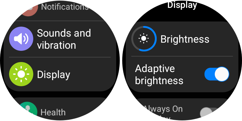 Adaptive Brightness on Samsung Galaxy Watch.