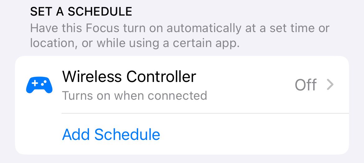 Apple's default Gaming Focus mode trigger.