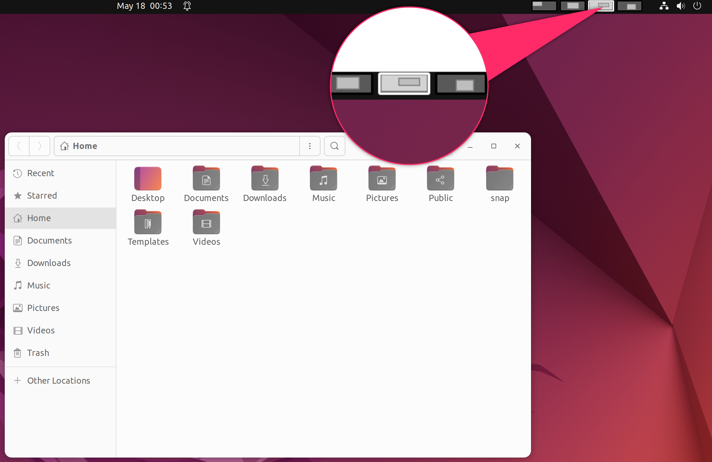 Ubuntu 22.04 Panel based Virtual Desktop switcher