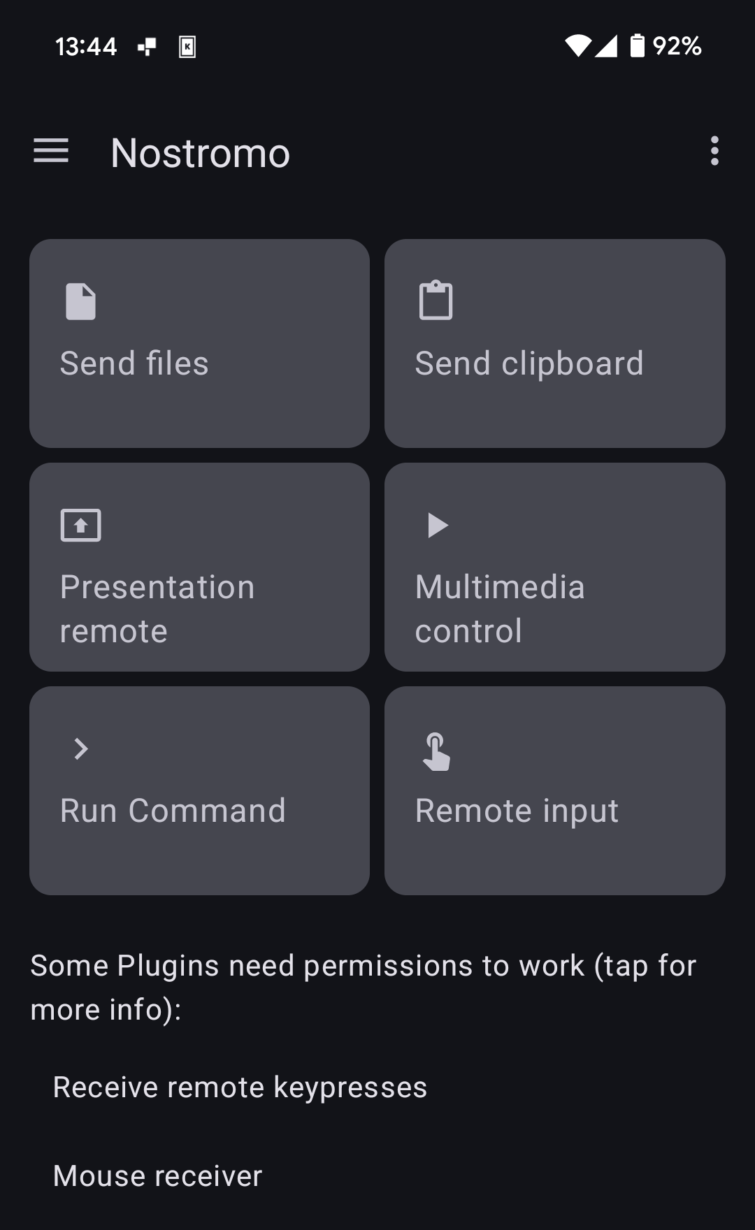 The KDE Connect Android app after pairing with a Linux computer