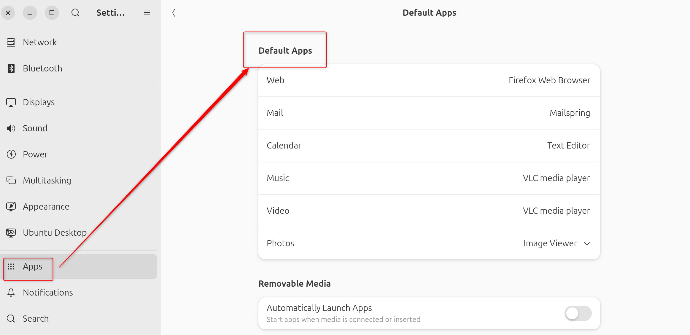 Setting Default Apps on Ubuntu