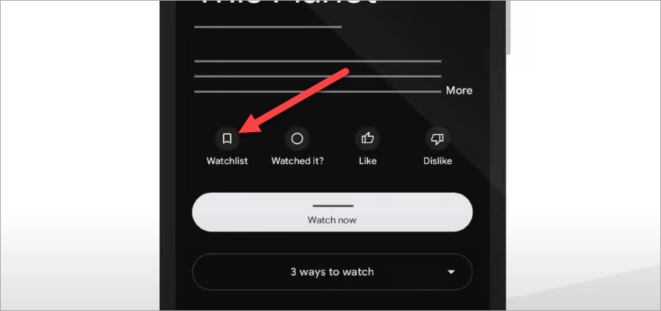 Watchlist in Google TV app.