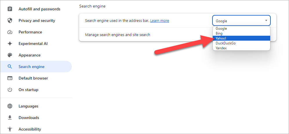 Choosing a search engine.
