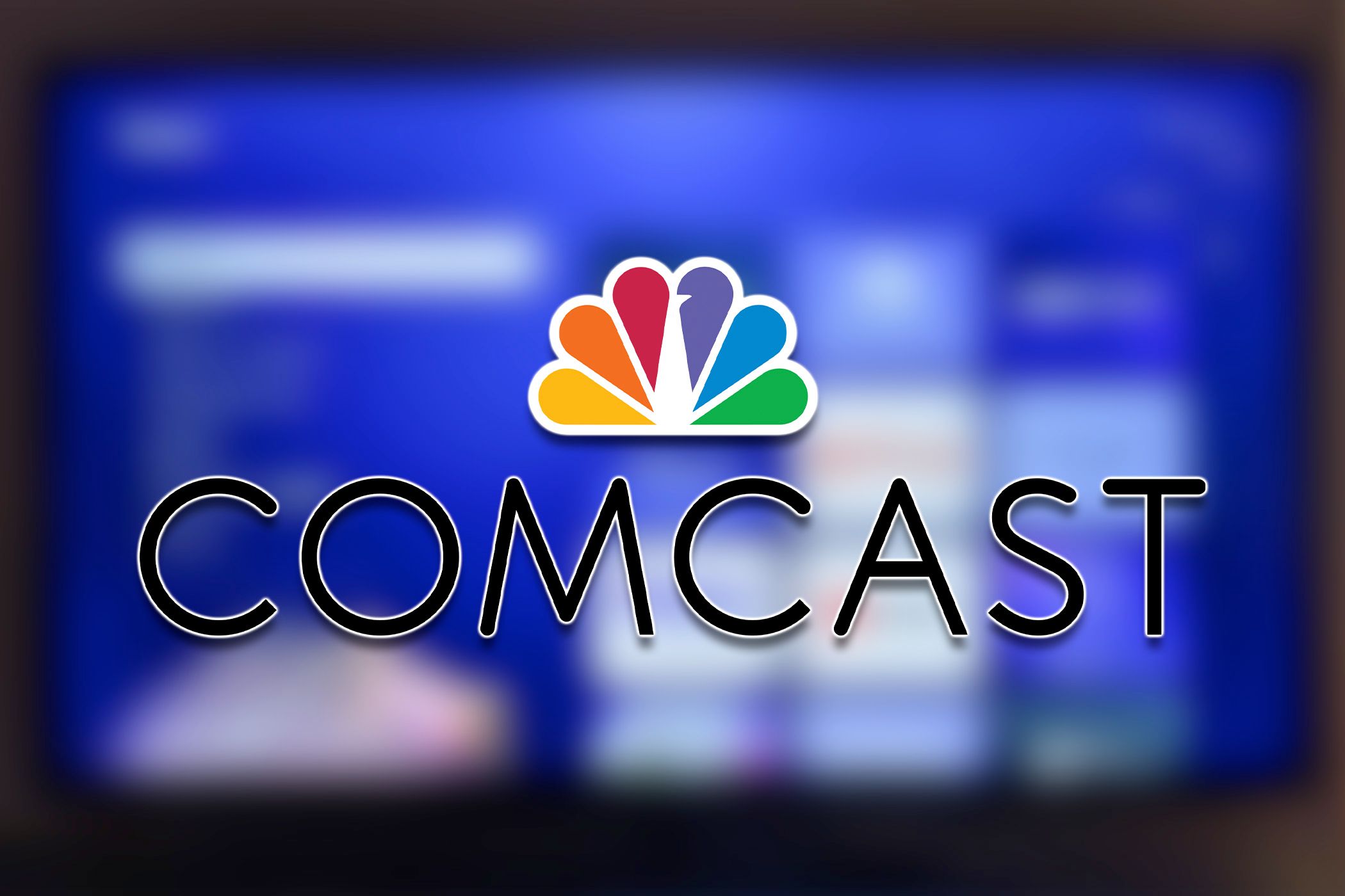 The Comcast logo over a smart TV.