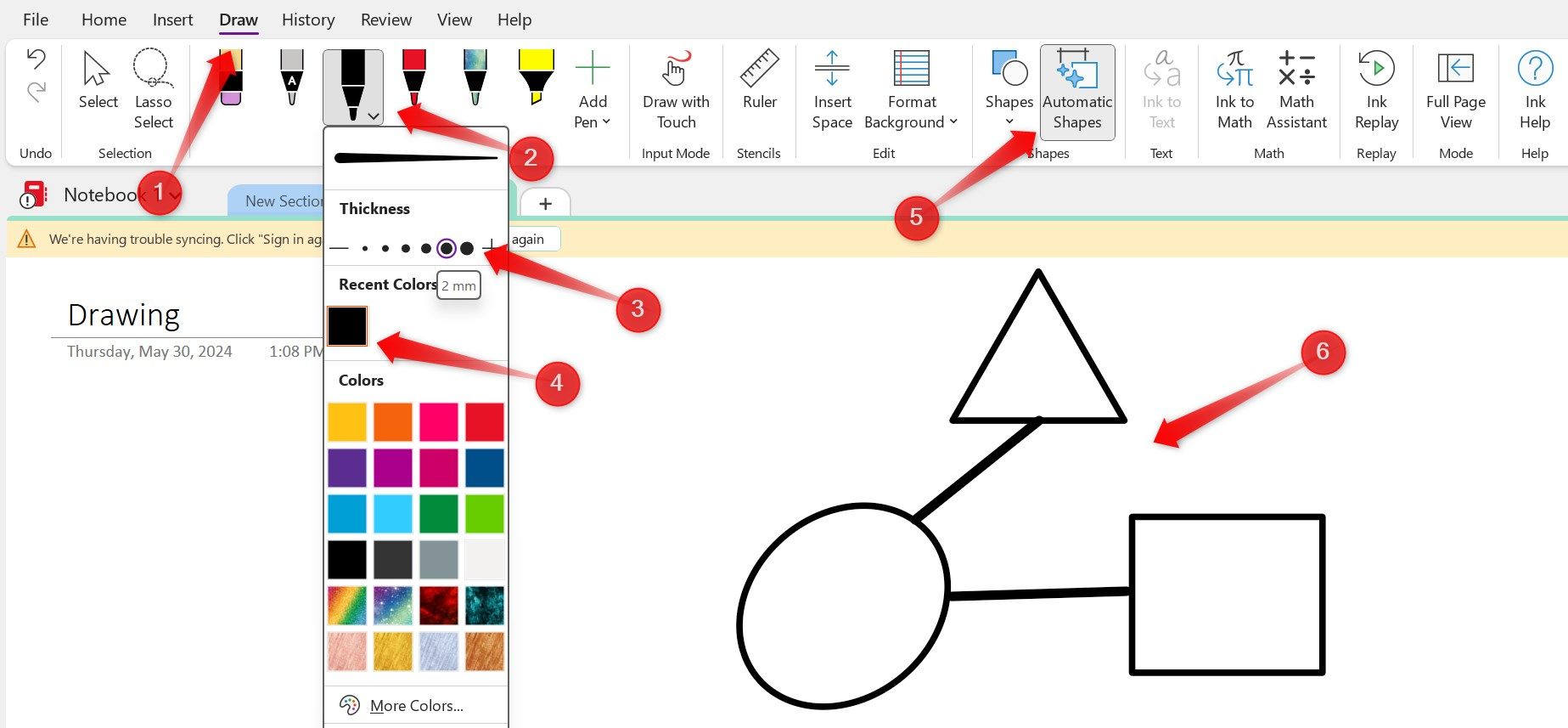 Drawing in OneNote.