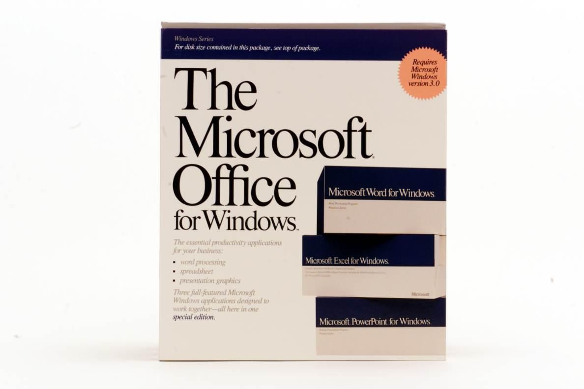 The Microsoft Office for Windows original box packaging.