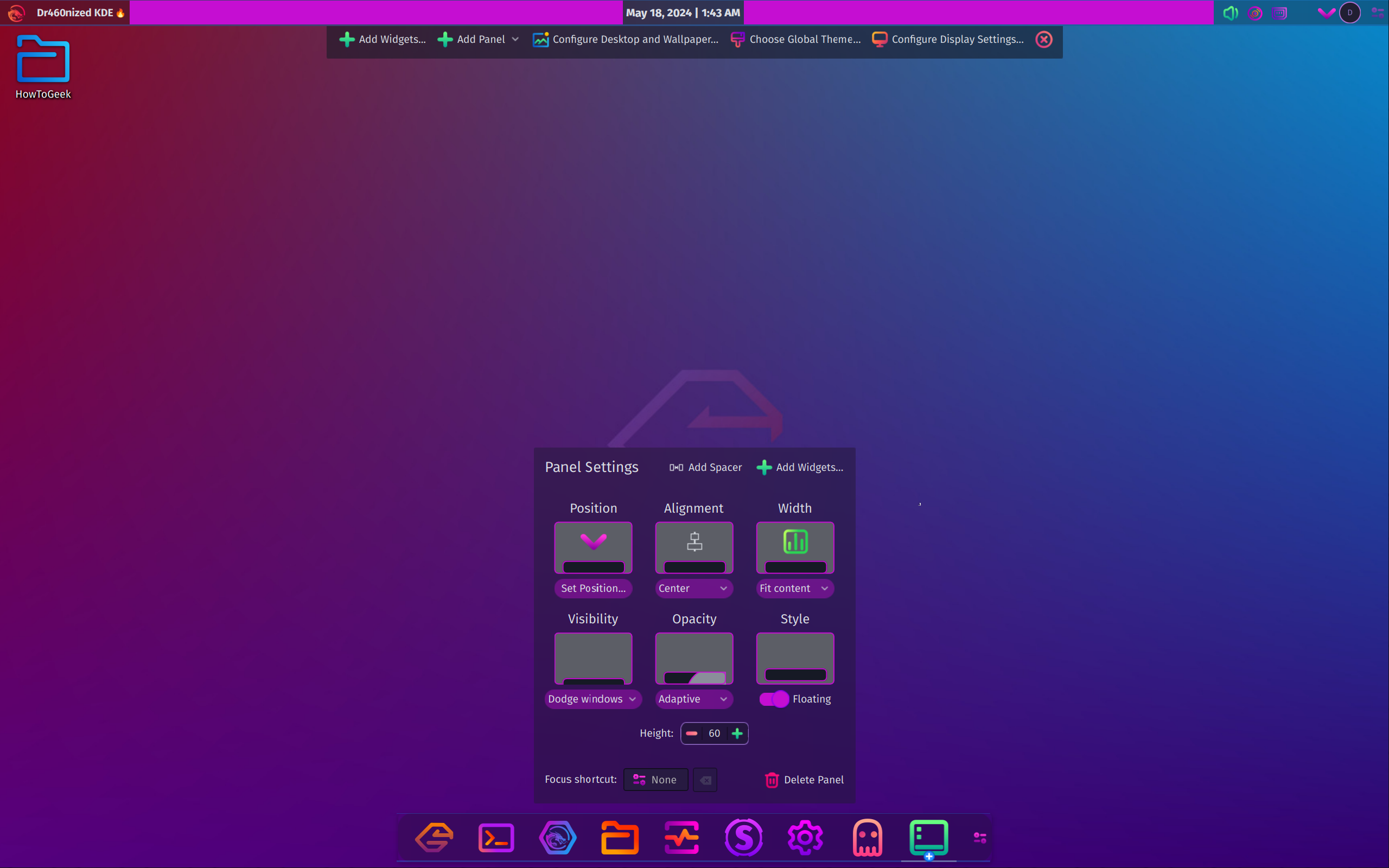 Garuda Linux macOS Style Dock with customization options