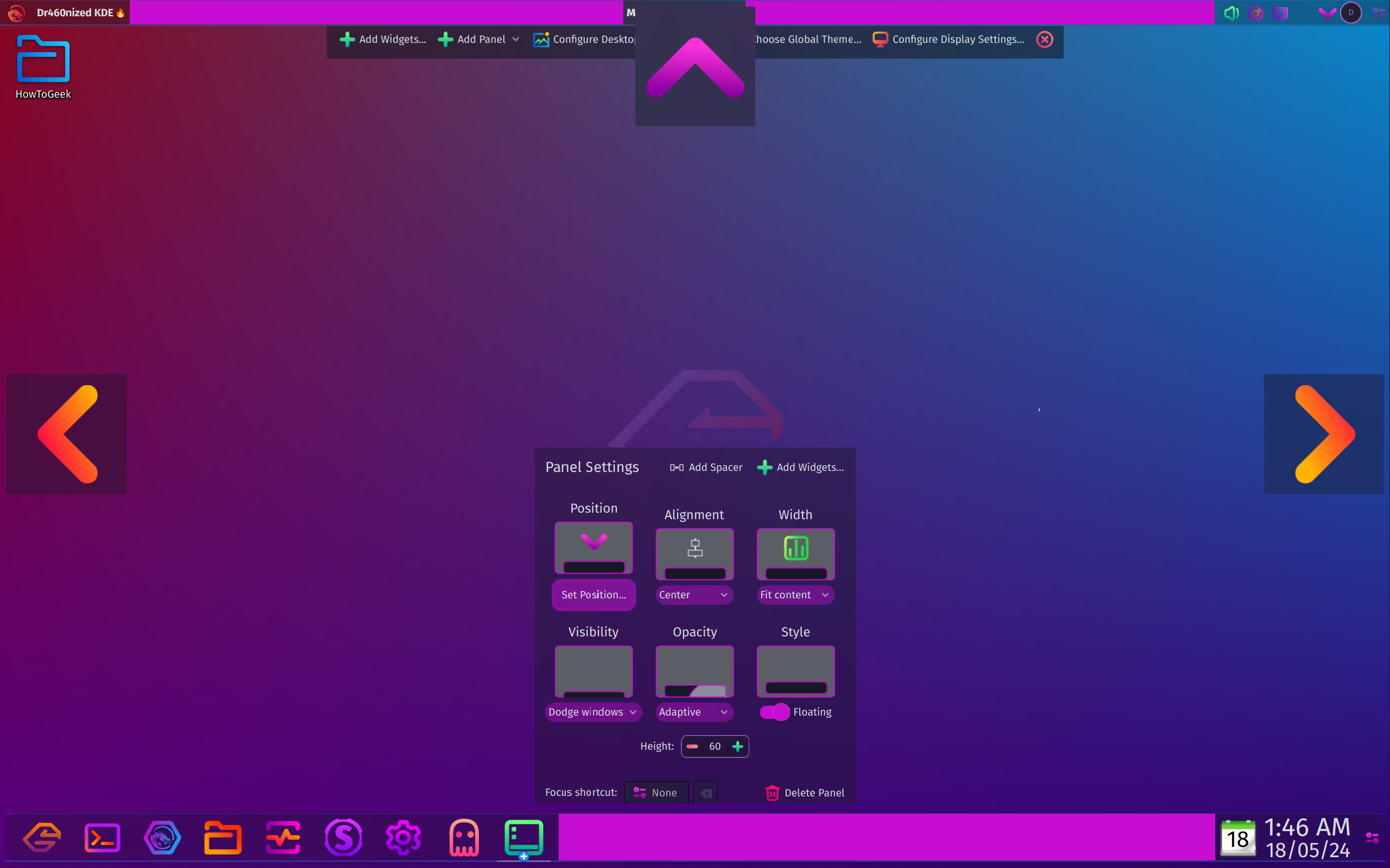 Garuda Linux Windows Style Taskbar with customization options