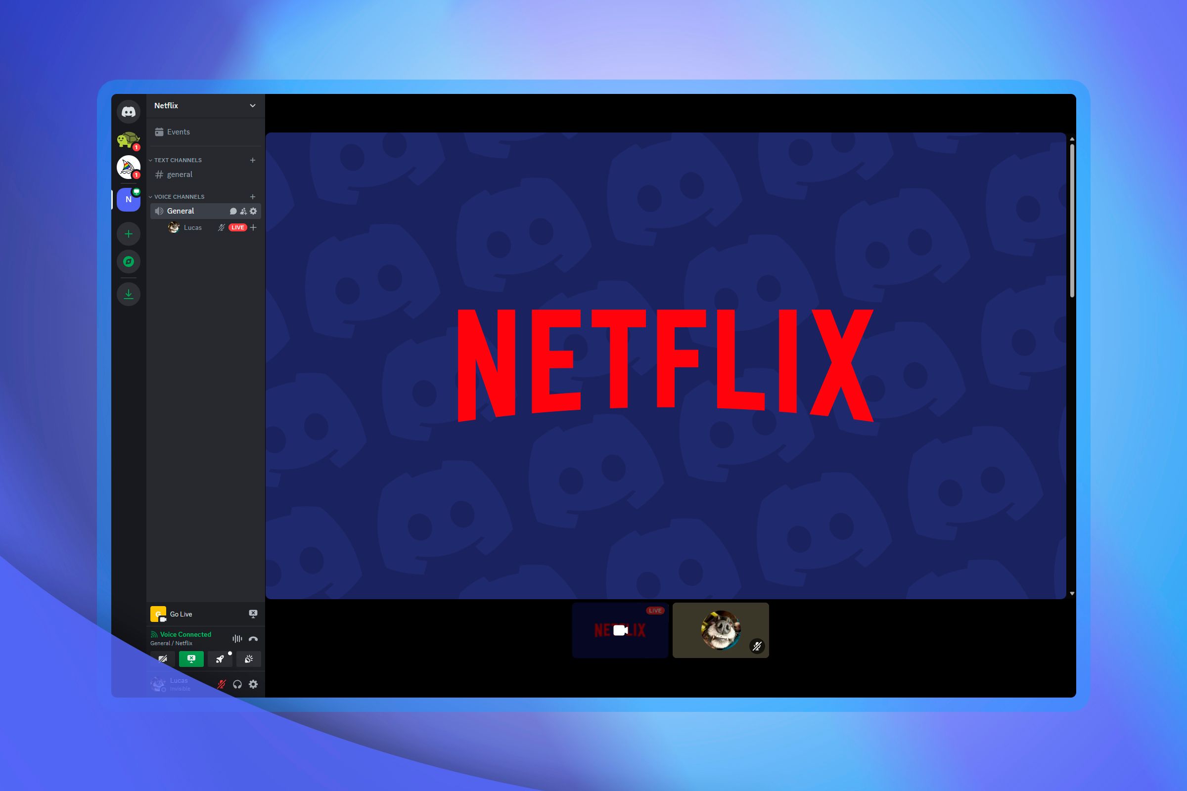 A live on Discord with Netflix logo.