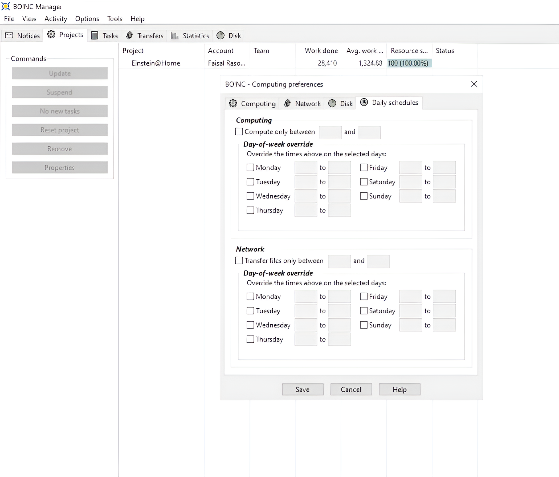 Computing preferences in Advanced view on BOINC manager.