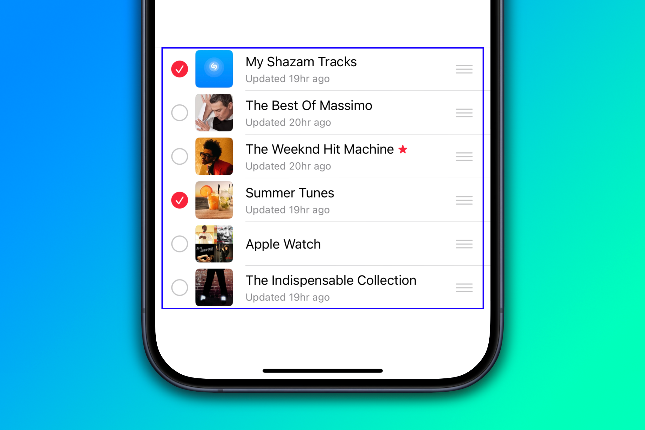 Editing shared playlists on an Apple Music profile on iPhone.