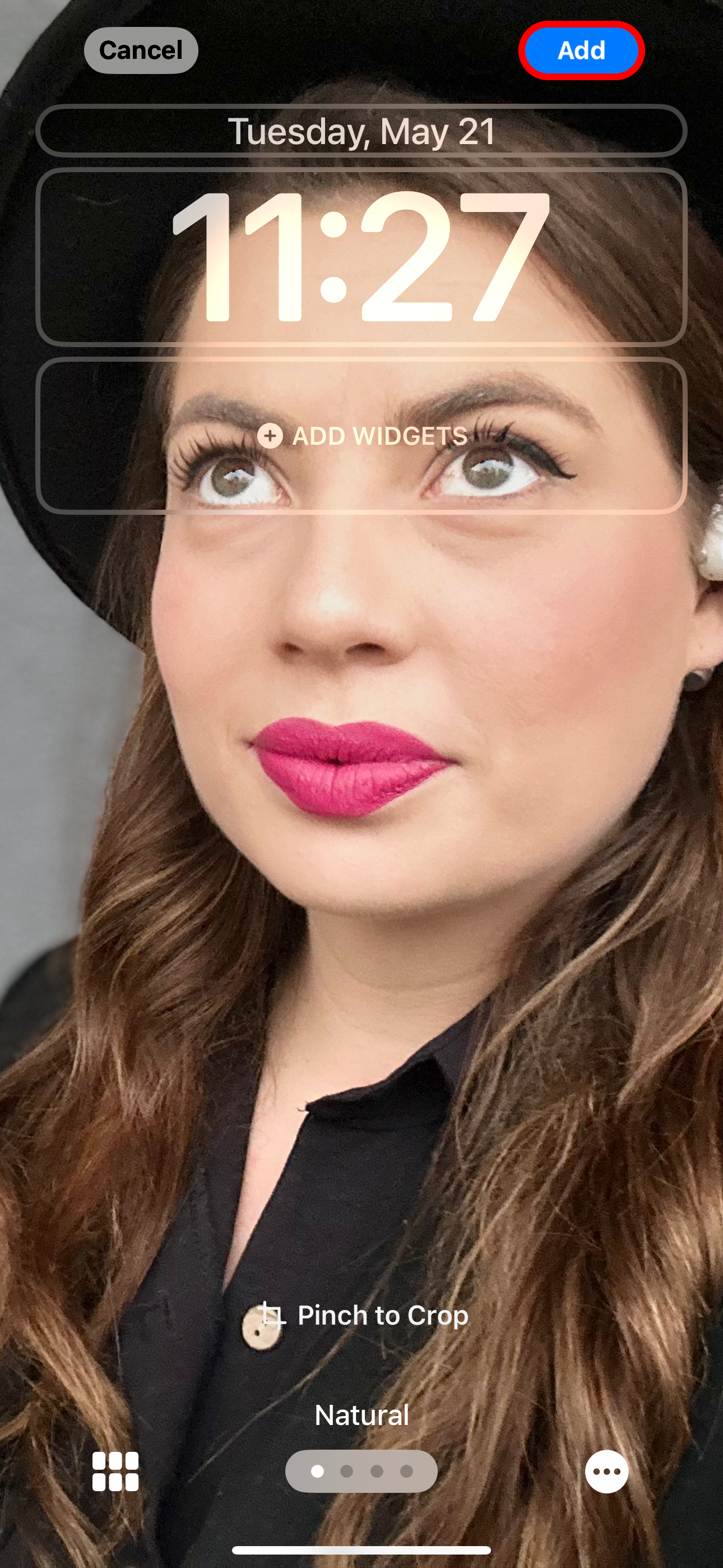 Editing a photos shuffle wallpaper on iPhone.