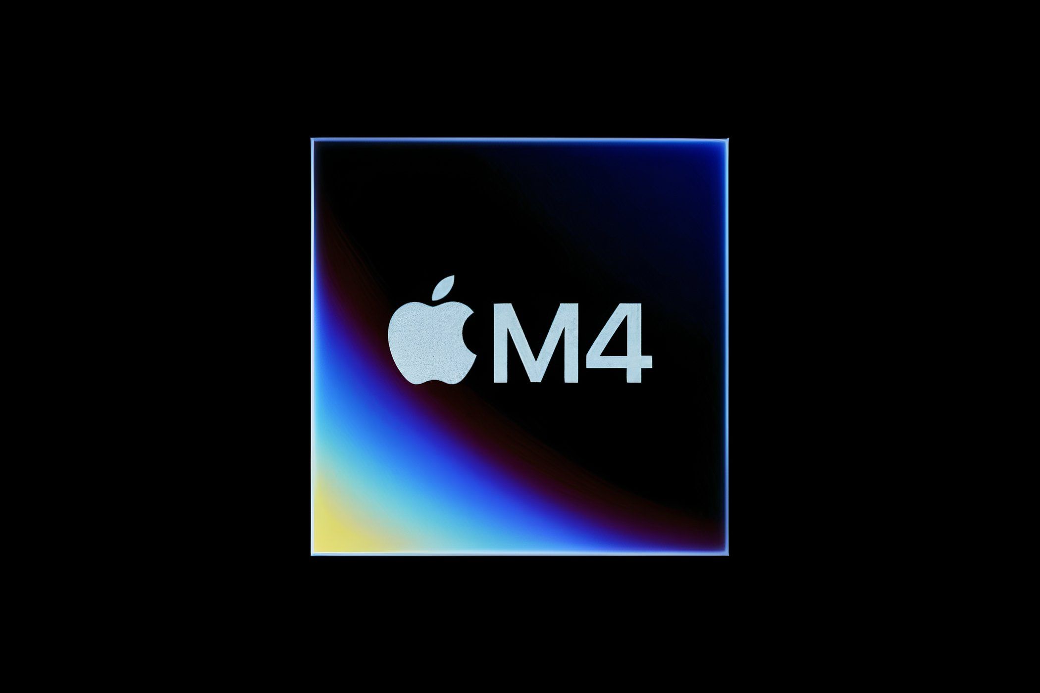 Apple's M4 Silicon mascot on a black background.