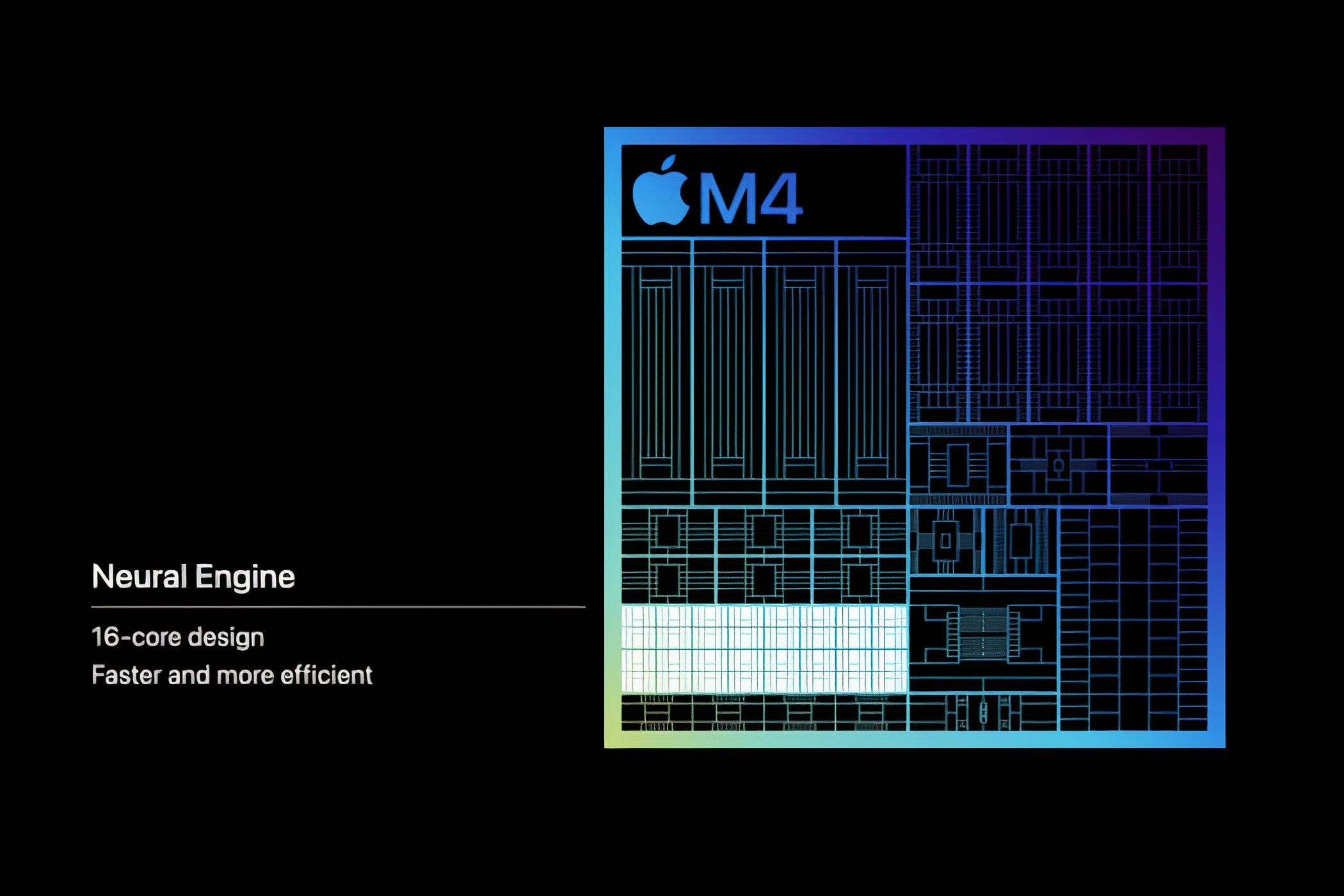 Image of the Apple M4 Silicon's 16-core Neural Engine.