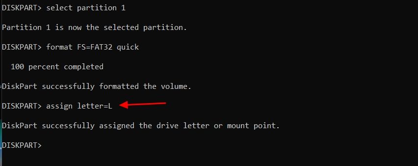 Assign letter command in Command Prompt.