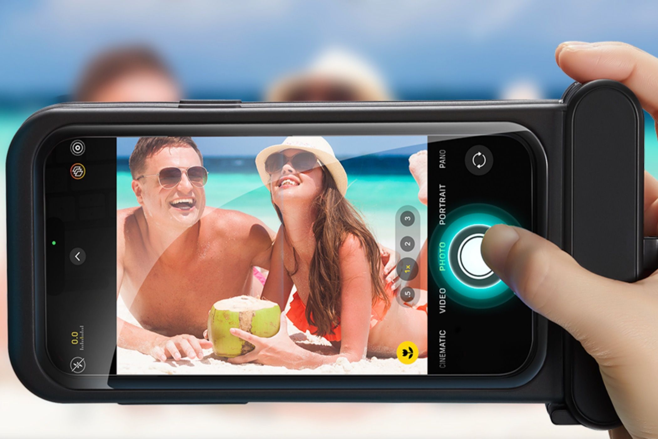 Taking a precise shot on the beach with the safety of an ESR phone case.