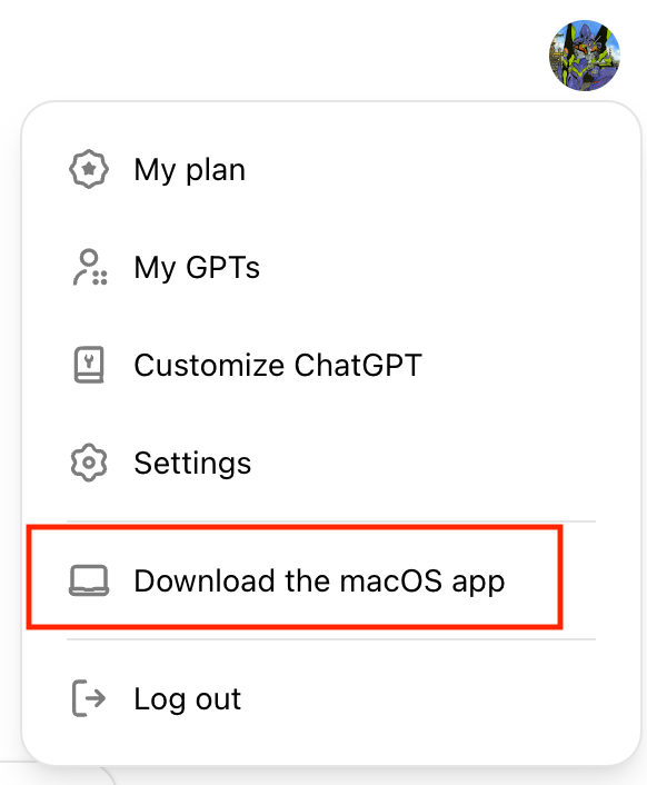 The ChatGPT web link to download desktop app.