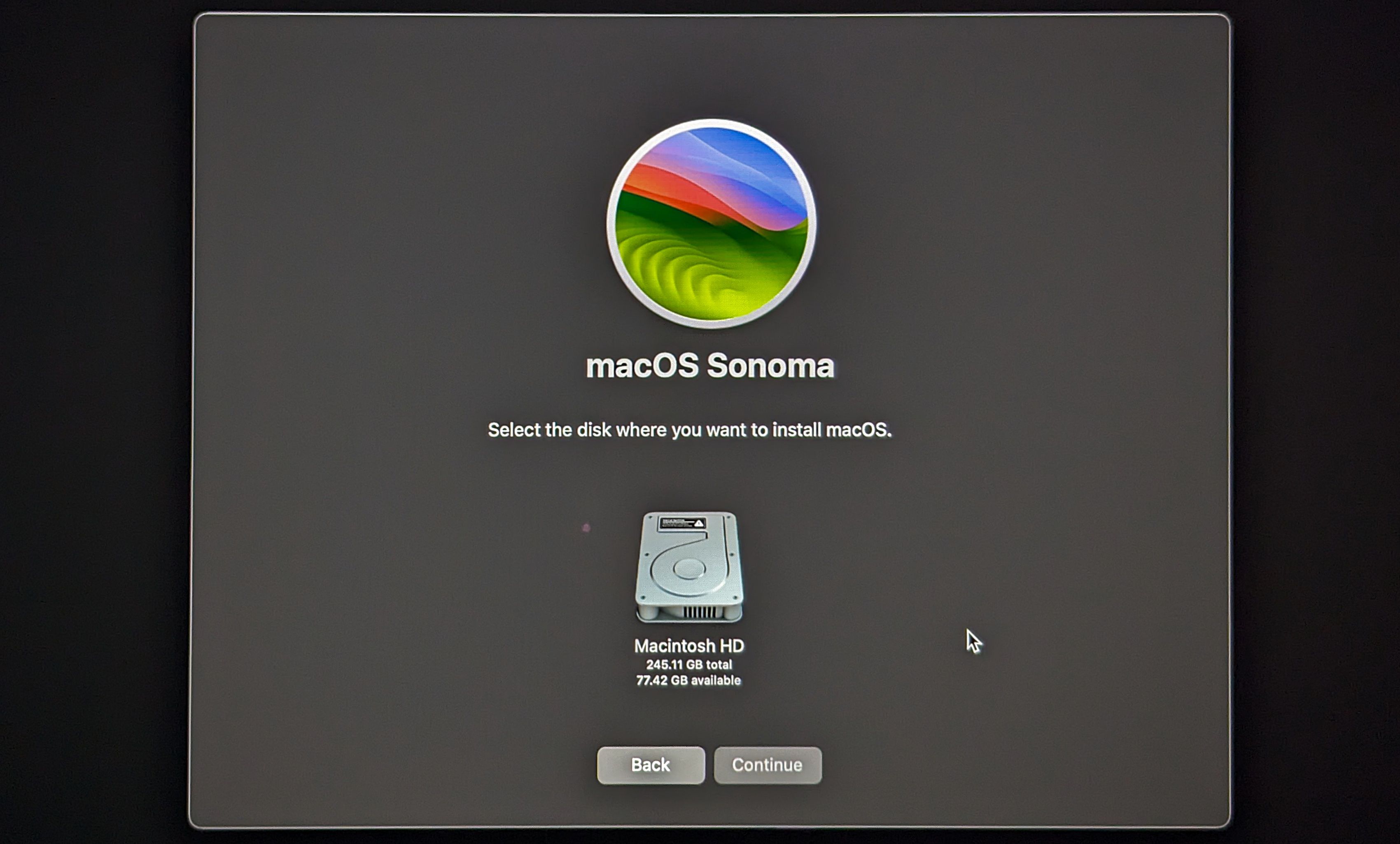 Choose the drive to reinstall macOS.