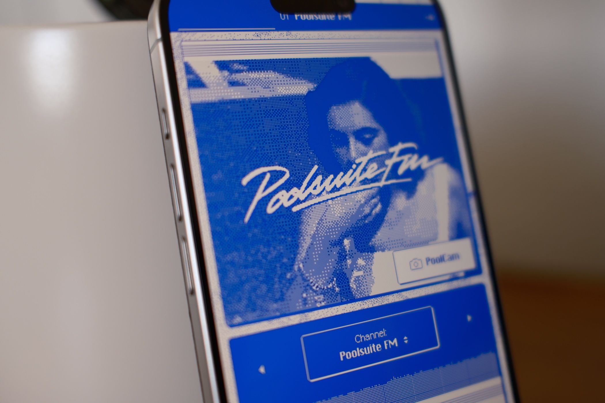 close up of the poolsuite fm iphone app