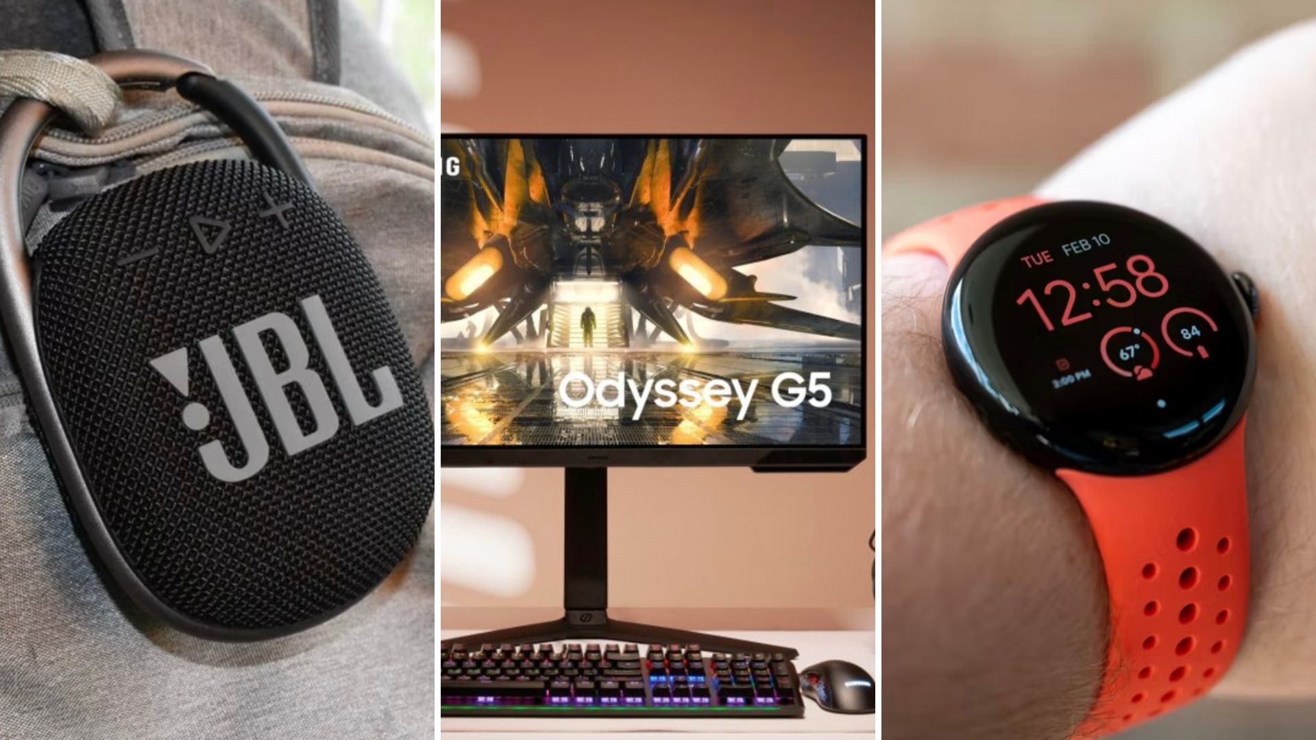 HTG deals featuring JBL, Samsung, and Pixel Watch. 
