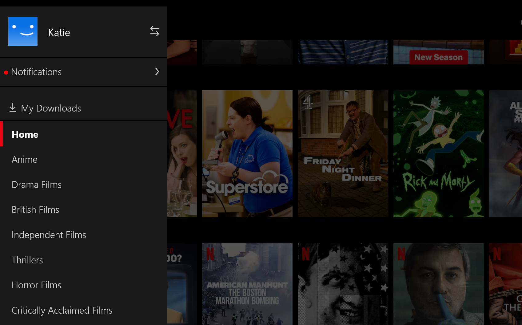 Screenshot of the Netflix options menu on the desktop app.