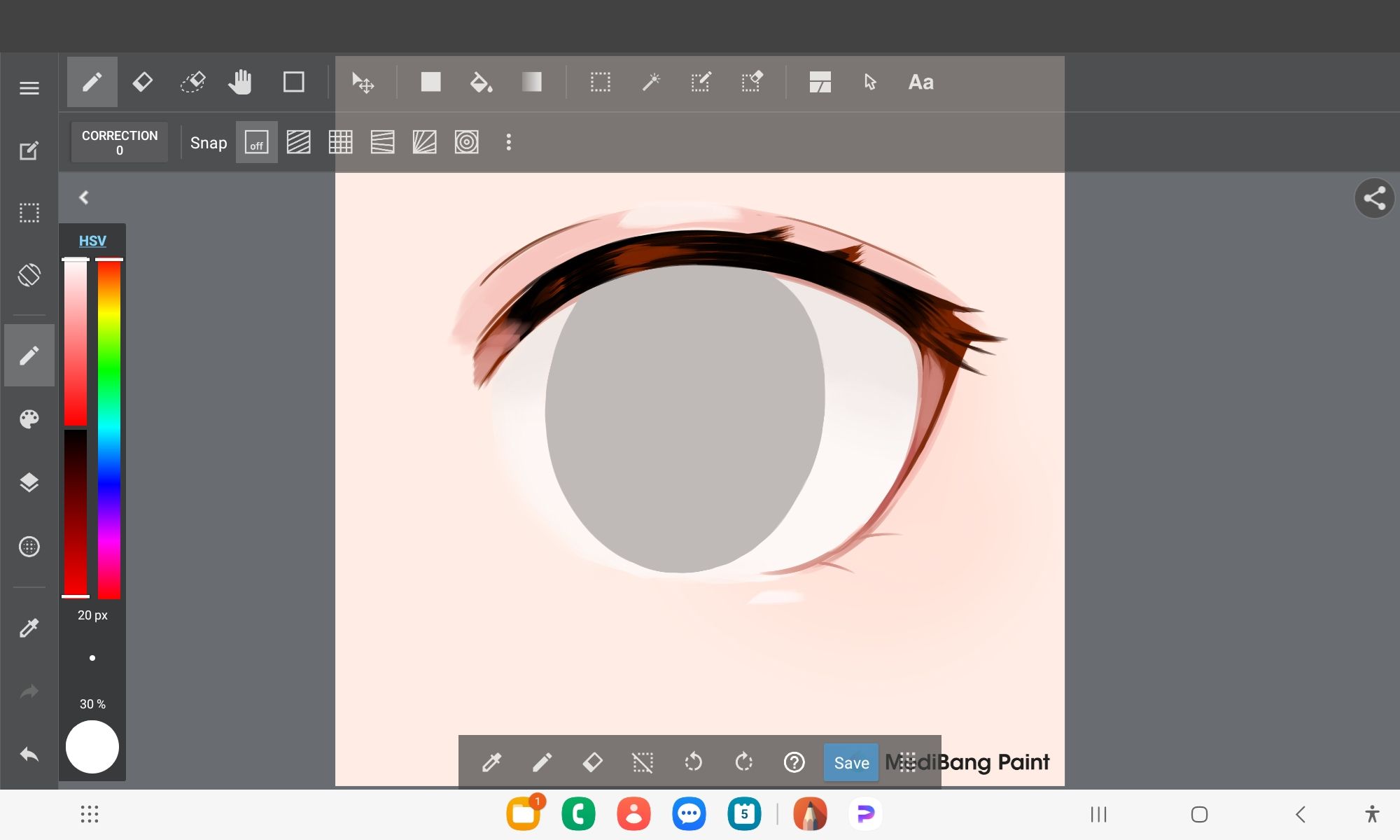 A template to draw an eye in MediBang Paint on Android.