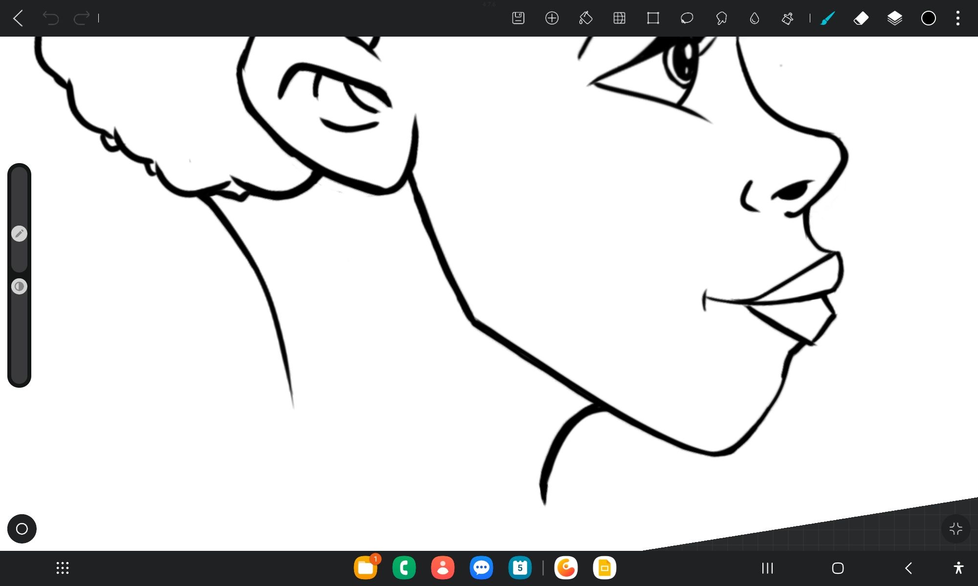 Drawing a woman in HiPaint on Android.