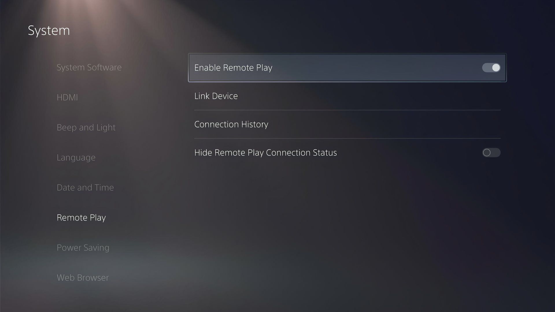 Enabling remote play on PS5.