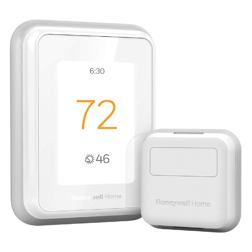 Honeywell’s Home T9 Wi-Fi Smart Thermostat displaying inside and outside temperature