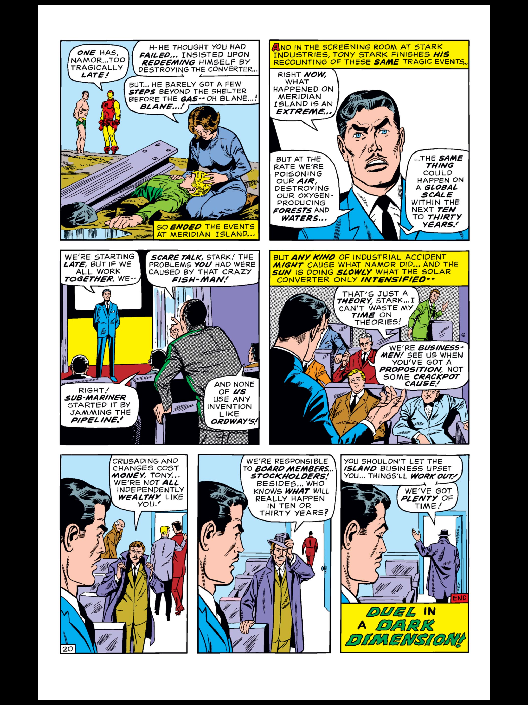 A page from a classic Iron Man comic issue.