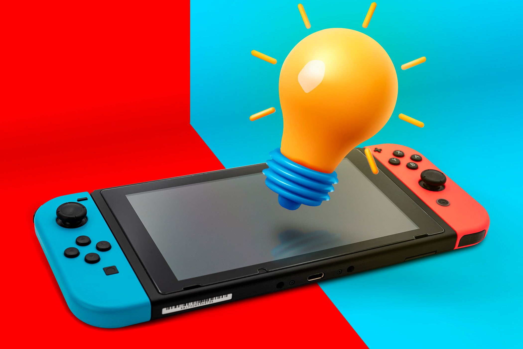 A Nintendo Switch with a tip lamp above it.