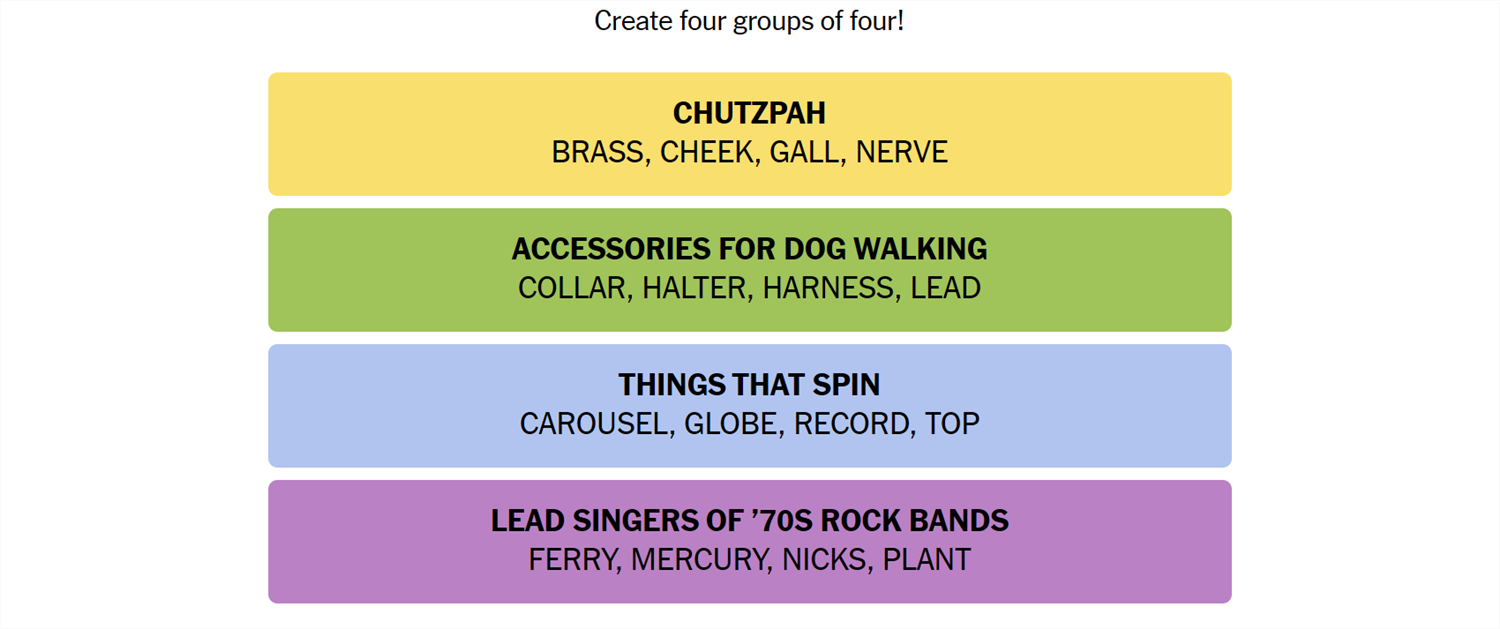 May 10th&rsquo;s Connections words and groups.