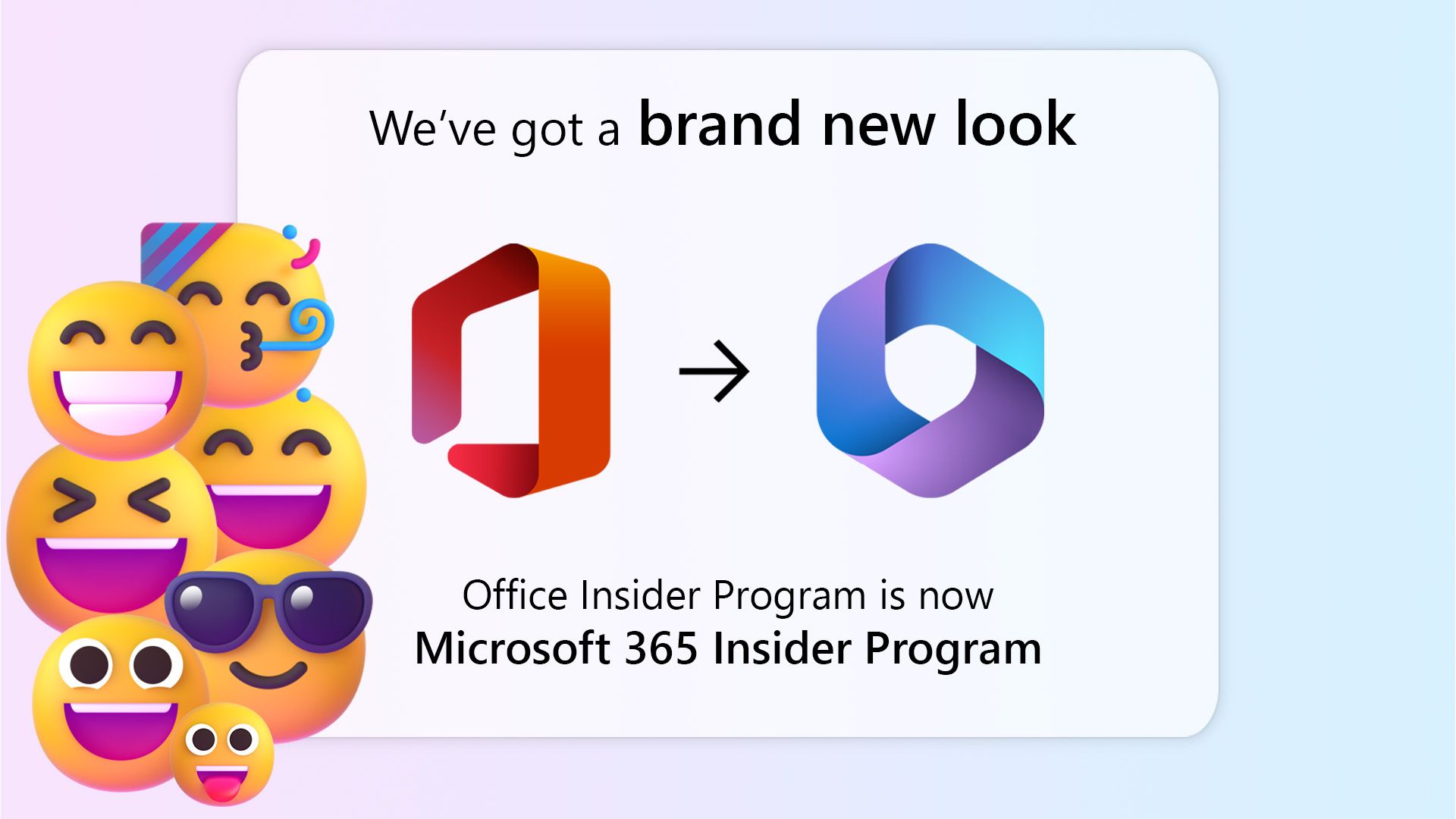 A Microsoft 365 Insider promotional poster, advertising the shift from the Office Insider Program to the Microsoft 365 Insider program.