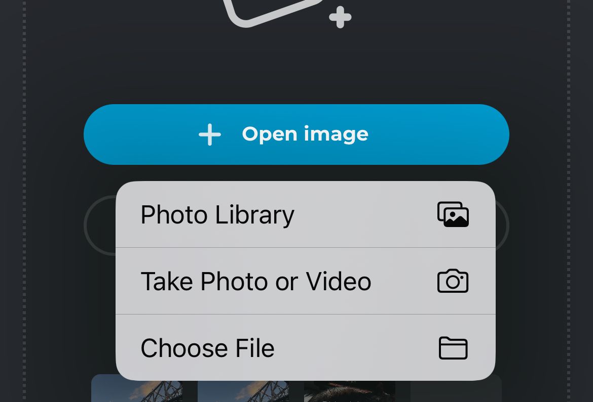 Opening an image in the Pixlr editor for web.