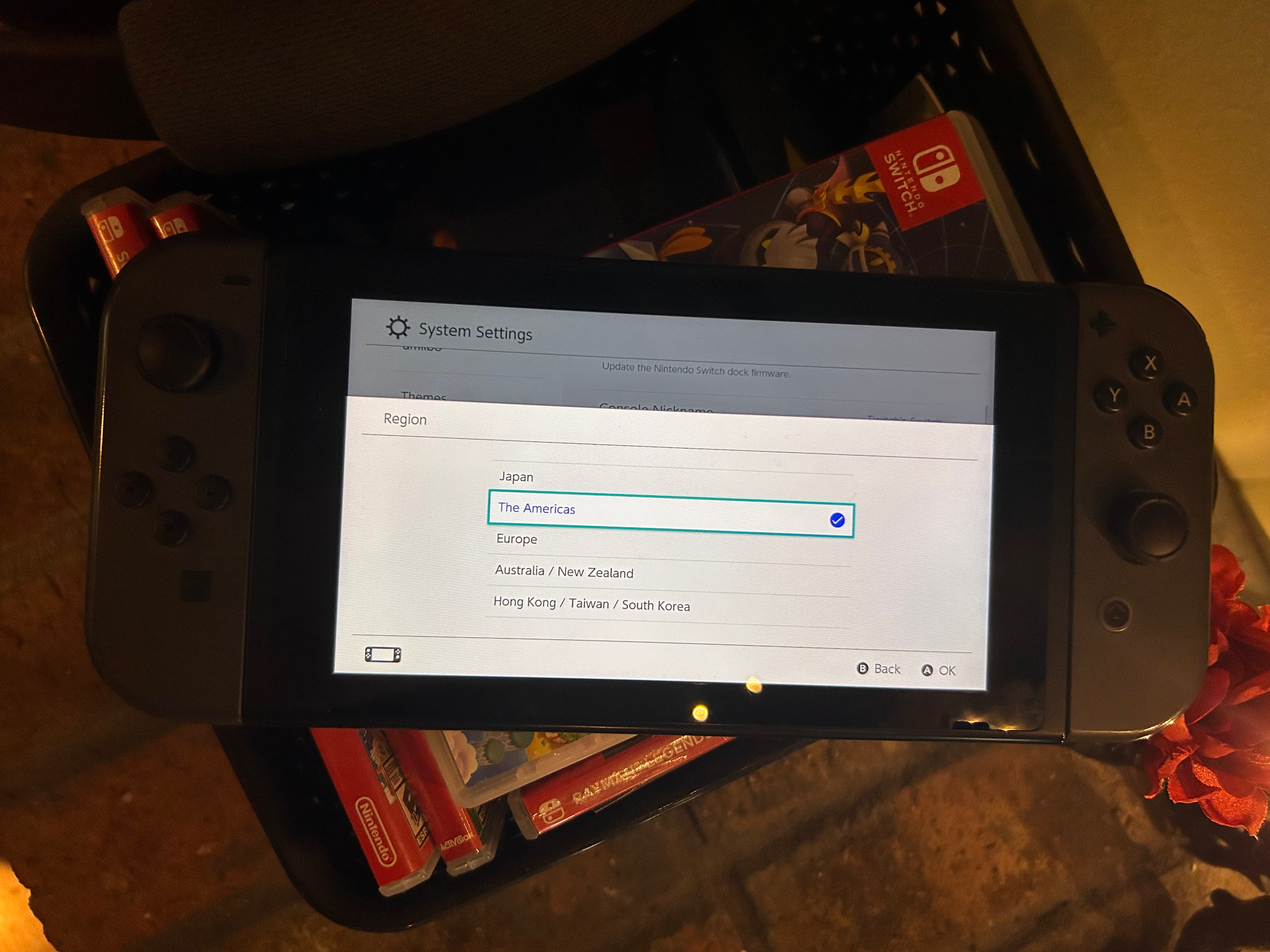 Nintendo Switch Region Menu