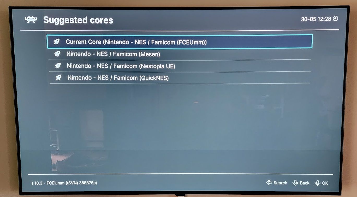 Retroarch suggested cores menu