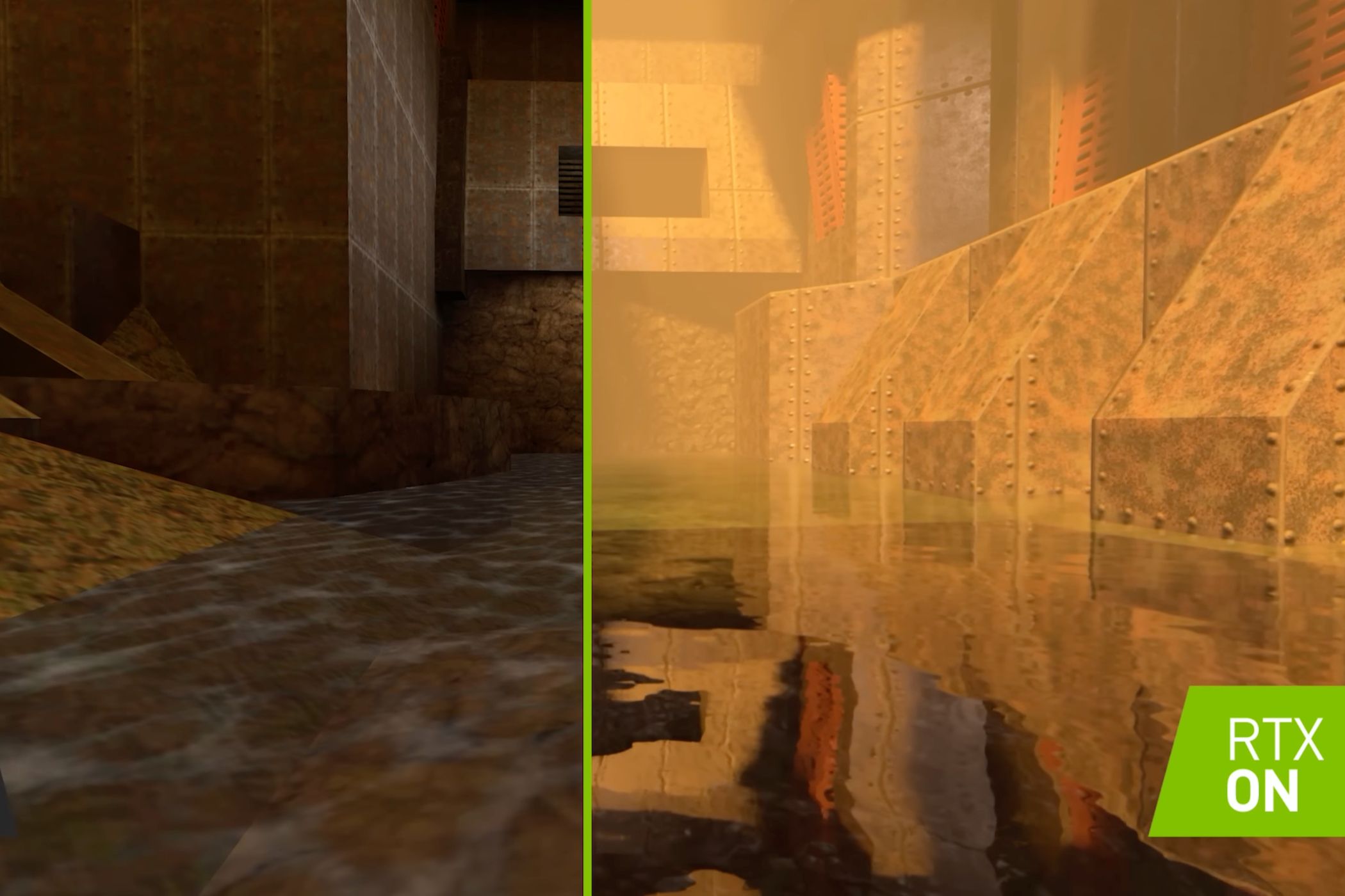 Quake II RTX before and after.