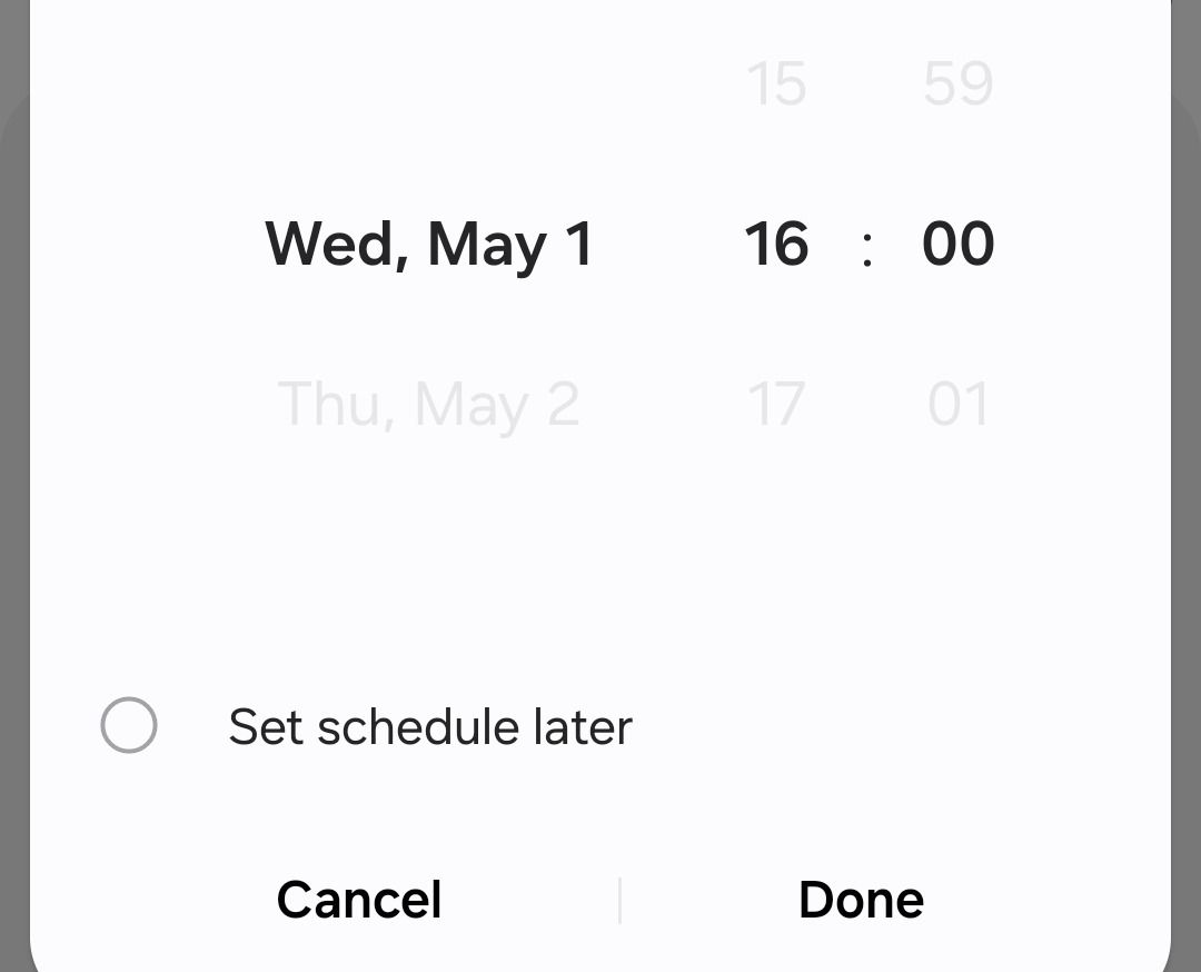 Schedule message in Samsung Messages