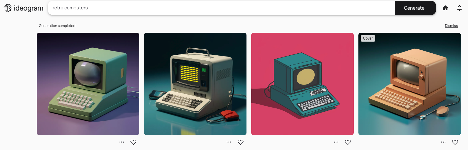Ideogram website with images of retro computers.