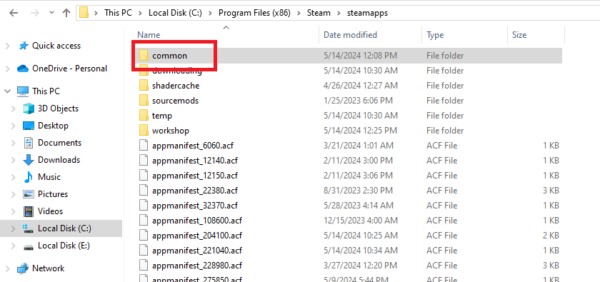The "Common" folder in Windows File Explorer