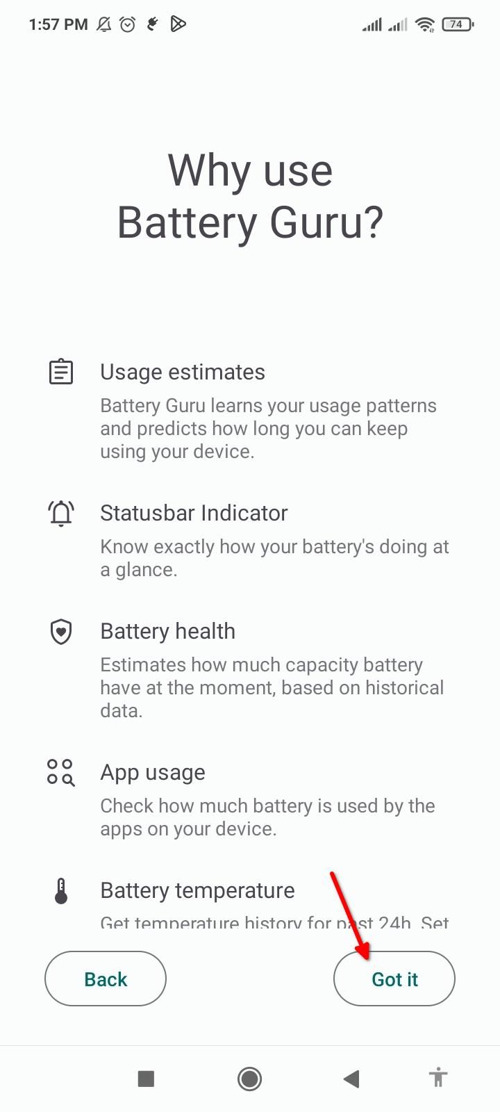 Battery Guru feature list.