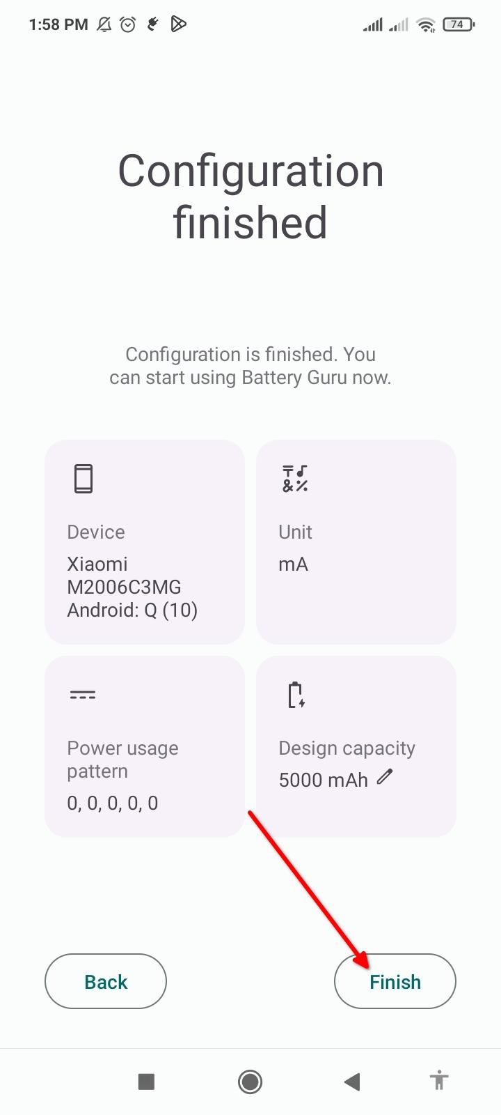 Finishing the Battery Guru setup.