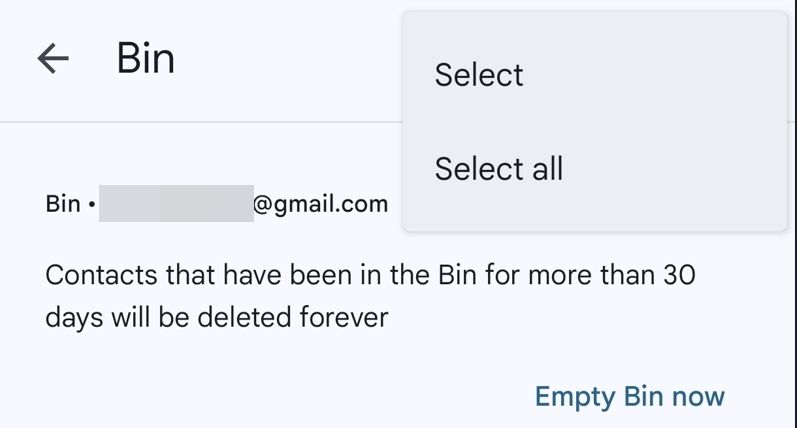 Select All option in the Contact Bin window.