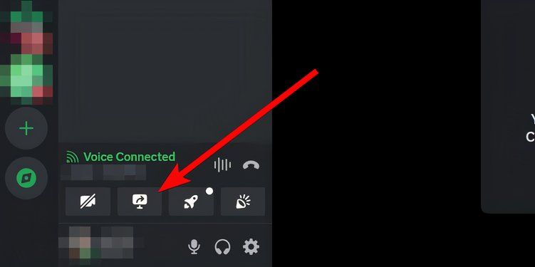 The "Share Screen" button in Discord.