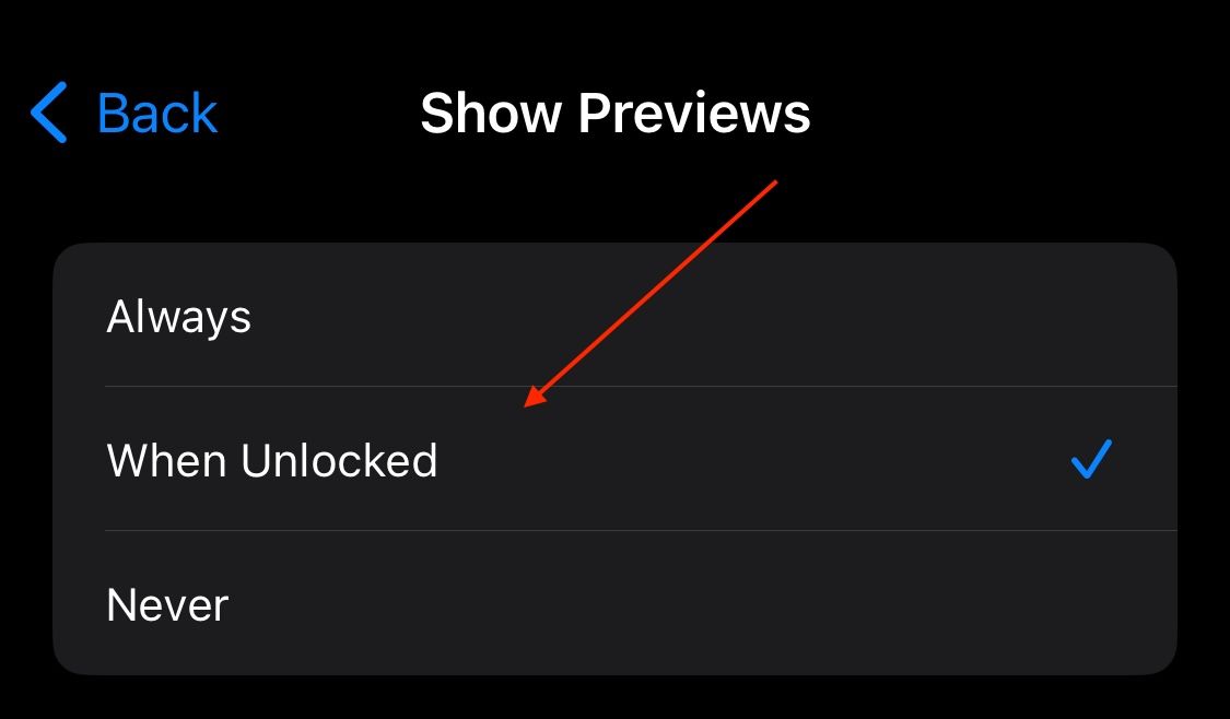 Turn on notification previews when your iPhone is locked.